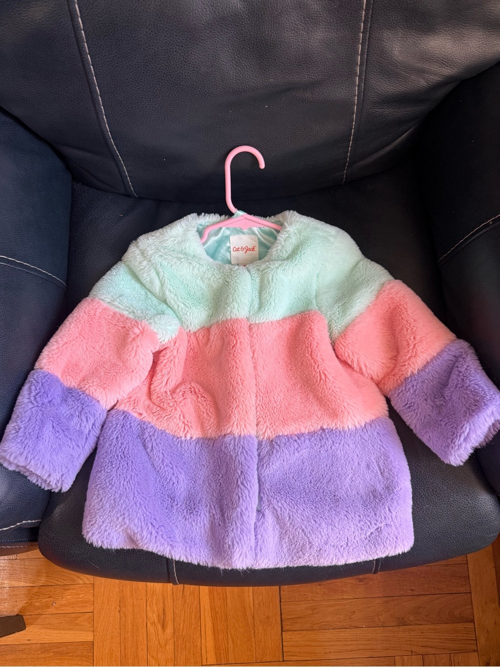 Cat & Jack Toddler Girls Colorblock Faux Fur Jacket 3T